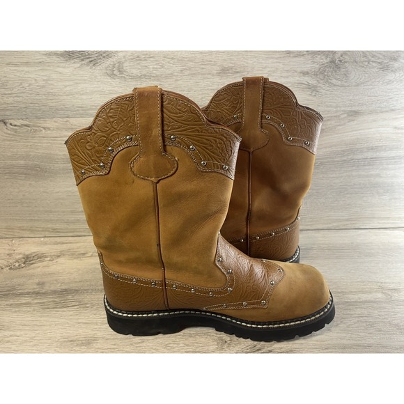 Roper Ricochet  9-21-528-521 Brown Leather 11 M Low Chunk Heel Boots Pull On - Picture 6 of 9